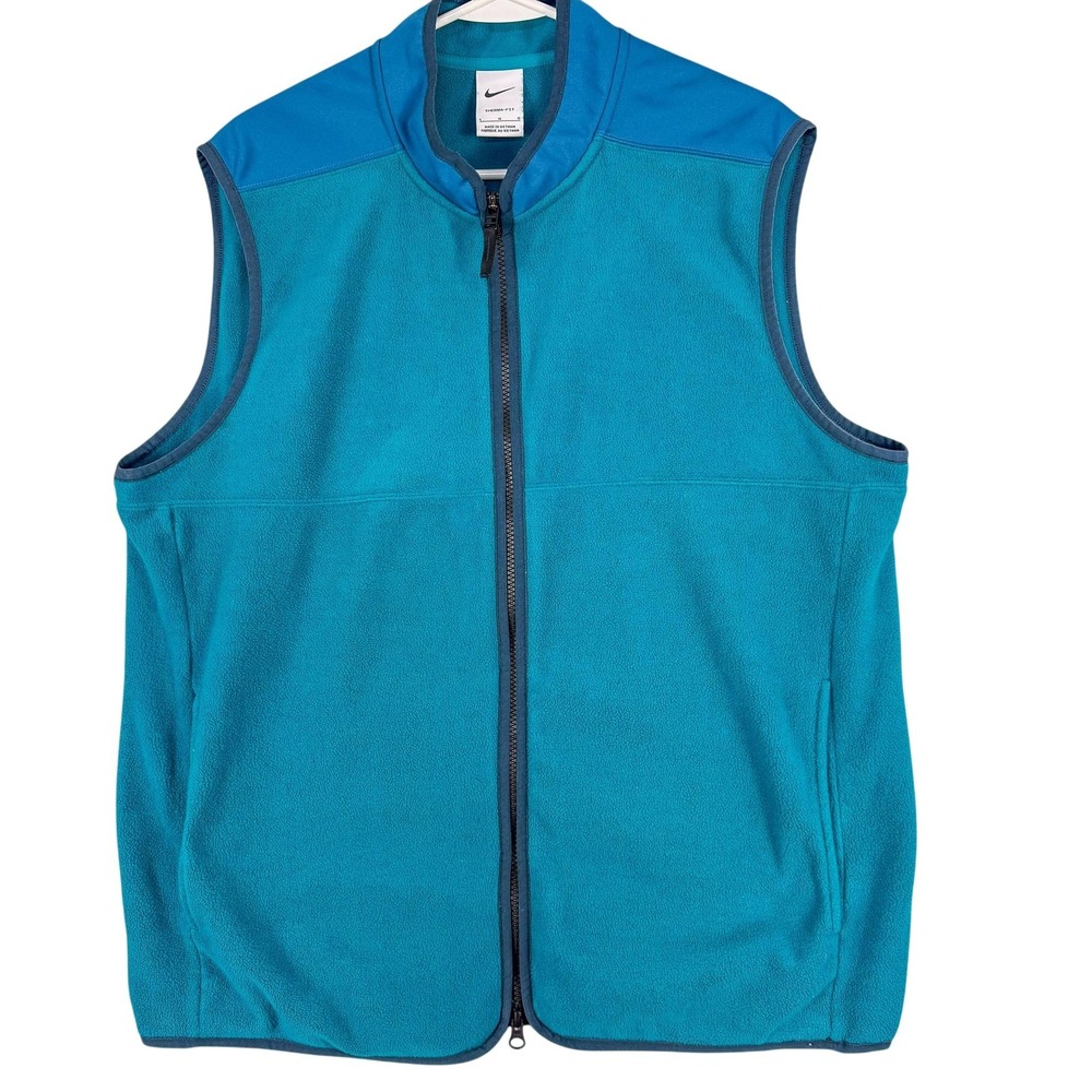 Nike Victory Vest Mens Large‎ Blue Fleece Therma-FIT Full Zip Golf DA2905-367